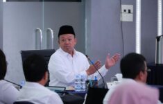 Menteri ATR/Kepala BPN Nusron Wahid dalam Rapat Pimpinan yang berlangsung secara daring dan luring di Aula Prona Kementerian ATR/BPN, Jakarta, Kamis (16/10/2025). Dok: ATR//BPN